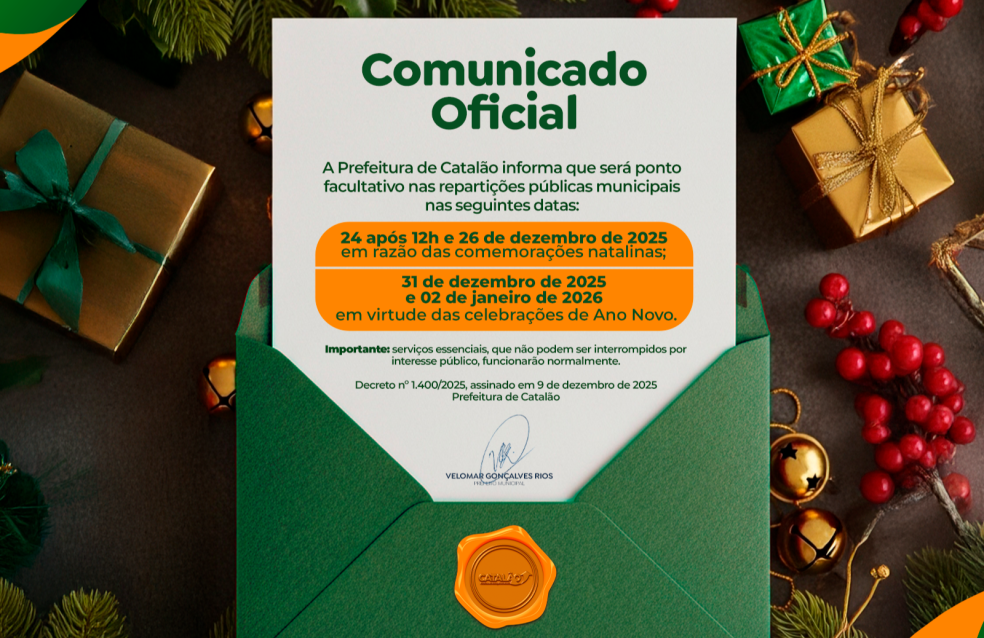 Ponto facultativo nas repartições públicas municipais em Catalão