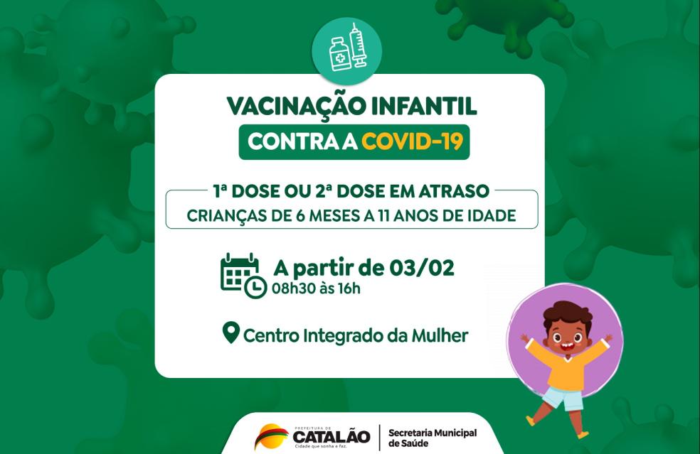Saúde de Catalão convoca crianças de 6 meses a 11 anos para receberem a primeira dose da vacina pediátrica